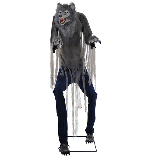 Haunted Hill Farm - 7-Ft. Tall Motion-Activated Towering Werewolf by SVI, Premium Halloween Animatronic, Plug-In