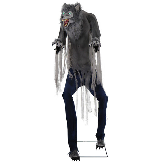 Haunted Hill Farm - 7-Ft. Tall Motion-Activated Towering Werewolf by SVI, Premium Halloween Animatronic, Plug-In