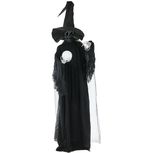 Haunted Hill Farm - Mallory the Phantom Witch with Multi-Color Crystal Ball, Indoor or Covered Outdoor Halloween Decoration