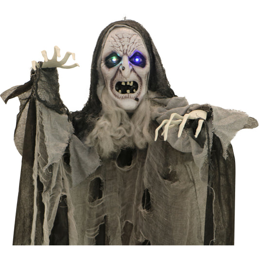 Haunted Hill Farm - 6-Ft. Wicked Weaver the Talking Witch, Hanging Halloween Decoration, Indoor or Covered Outdoor Display