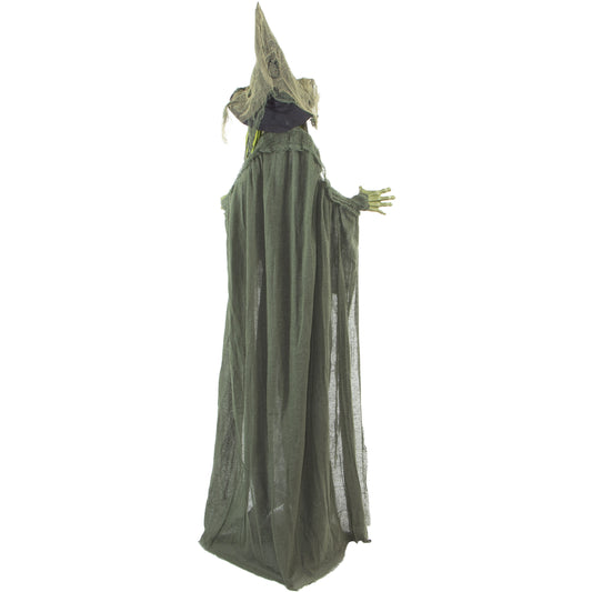 Haunted Hill Farm - 6-Ft. Buella the Animatronic Fortune-Telling Witch, Indoor or Covered Outdoor Halloween Decoration