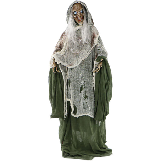 Haunted Hill Farm - Sage the Evil Talking Witch Animatronic, Indoor or Covered Outdoor Halloween Decoration