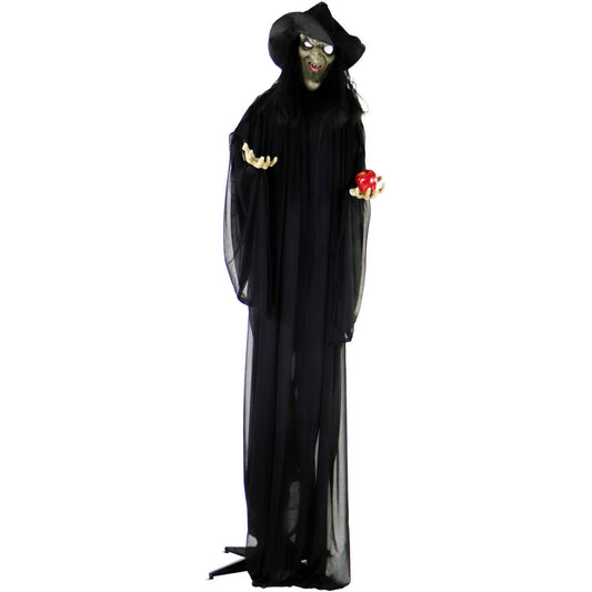 Haunted Hill Farm - Life-Size Animatronic Witch, Indoor/Outdoor Halloween Decoration, Flashing Red Eyes, Poseable