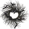 Haunted Hill Farm - 15-In. Black Twig Battery-Operated Wreath with LED Lights and Flying Bats for Halloween Door or Wall Decoration