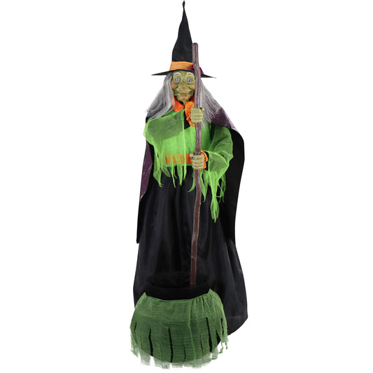 Haunted Hill Farm - 6-Ft. Tall Motion-Activated Cauldron Witch by SVI, Premium Talking Halloween Animatronic, Plug-In