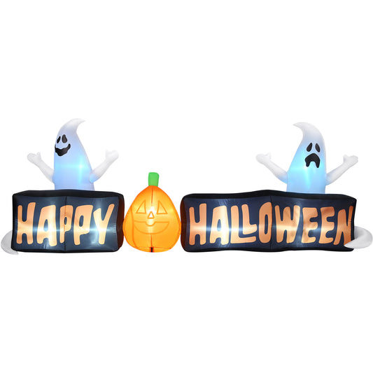Haunted Hill Farm - 8-Ft. Wide Pre-lit Inflatable Happy Halloween Sign