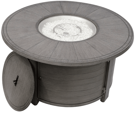 Hiland Fire Pits Hiland Patio Heaters Cast Aluminum Round Fire Pit in Brushed Wood Finish