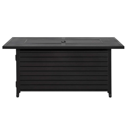 Hiland Fire Pits Hiland Patio Heaters Outdoor Rectangle Fire Pit in Black Mocha with Wind Screen