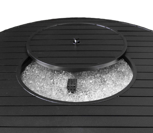 Hiland Fire Pits Hiland Patio Heaters Outdoor Round Aluminum Propane Fire Pit in Black