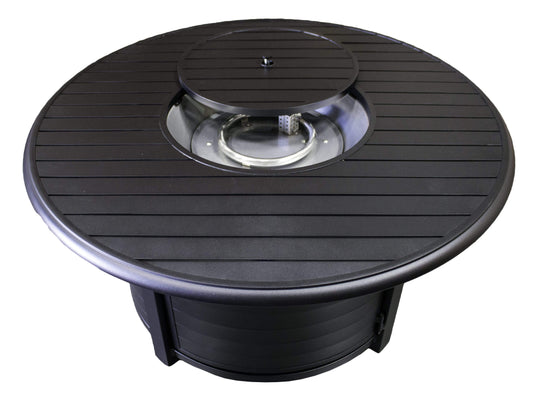 Hiland Fire Pits Hiland Patio Heaters Outdoor Round Aluminum Propane Fire Pit in Black