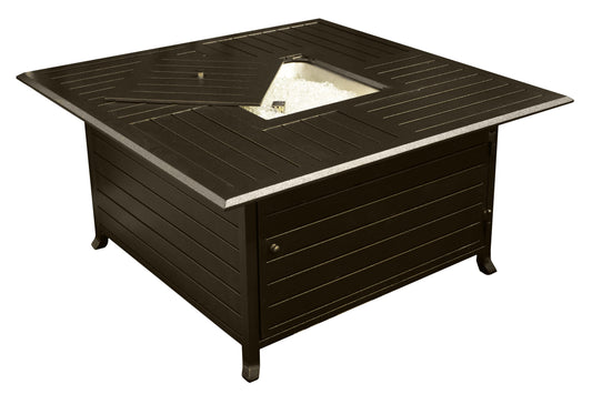 Hiland Fire Pits Hiland Patio Heaters Outdoor Square Aluminum Fire Pit in Hammered Bronze