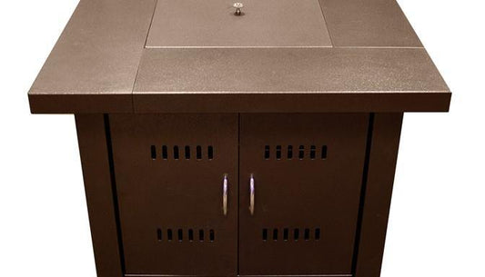 Hiland Hammered Bronze Square Fire Pit with Lid