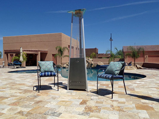 Hiland Tower Patio Heater Patio Heater Hiland Patio Heaters Commercial Glass Tube Patio Heater in Hammered Silver