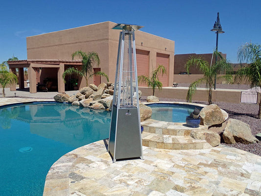 Hiland Tower Patio Heater Patio Heater Hiland Patio Heaters Glass Tube Patio Heater in Hammered Silver