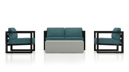 Harmonia Living - Avion Mason 4 Piece Sofa Set - Black | HL-AVMAS-BK-4SS