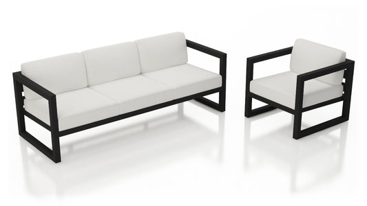 Harmonia Living - Avion 2 Piece Sofa Set - Black - Canvas Natural | HL-AVN-BK-2SS-CN