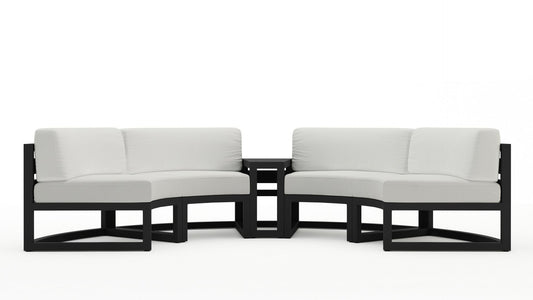 Harmonia Living - Avion 3 Piece Curve Sectional Set - Black - Canvas Natural | HL-AVN-BK-3CSEC-CN