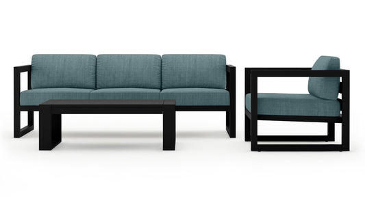 Harmonia Living - Avion 3 Piece Sofa Set - Black | HL-AVN-BK-3SS