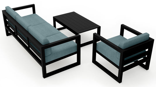 Harmonia Living - Avion 3 Piece Sofa Set - Black | HL-AVN-BK-3SS