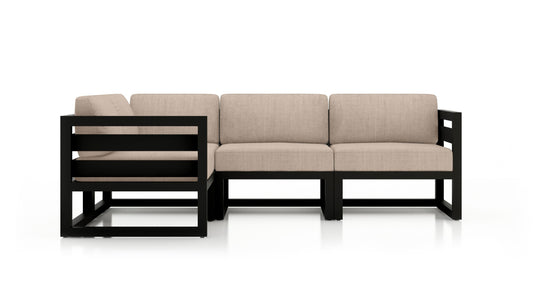 Harmonia Living - Avion 4 Piece Sectional Set - Black - Canvas Flax | HL-AVN-BK-4SEC-CF