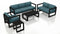 Harmonia Living - Avion 5 Piece Sofa Set - Black - Cast Lagoon | HL-AVN-BK-5SS-CL