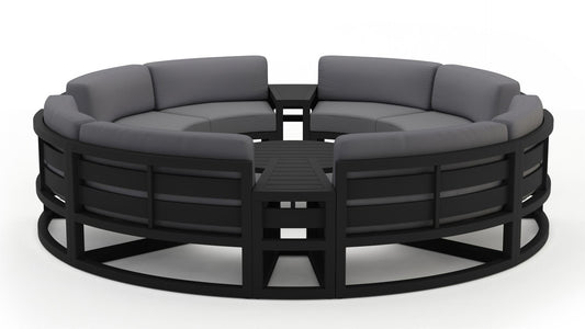 Harmonia Living - Avion 7 Piece Curve Sectional Set - Black | HL-AVN-BK-7CSEC