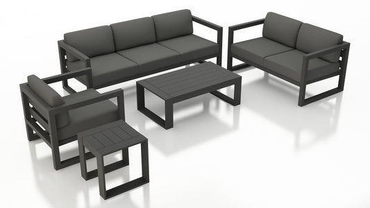 Harmonia Living - Avion 5 Piece Sofa Set - Slate - Canvas Charcoal | HL-AVN-SL-5SS-CC