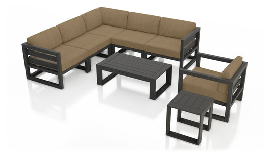 Harmonia Living - Avion 8 Piece Sectional Set - Slate - Heather Beige | HL-AVN-SL-8SEC-HB