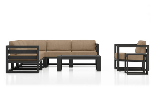 Harmonia Living - Avion 8 Piece Sectional Set - Slate - Heather Beige | HL-AVN-SL-8SEC-HB