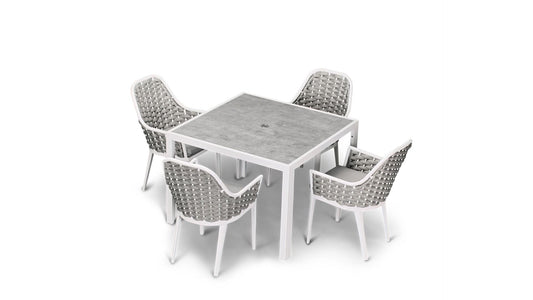 Harmonia Living - Tailor 5 Piece Dining Set - White | HL-TA-WT-5DS-OG