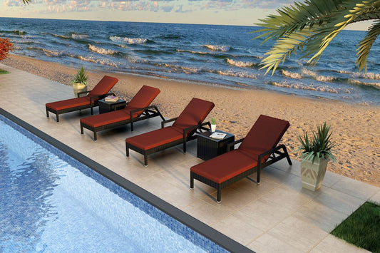 Harmonia Living - Urbana 6 Piece Reclining Chaise Lounge Set - Canvas Henna | HL-URBN-CB-6RCLS-HN