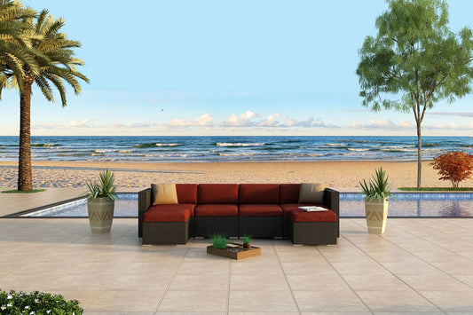 Harmonia Living - Urbana 6 Piece Sectional Set - Canvas Henna | HL-URBN-CB-6SEC-HN