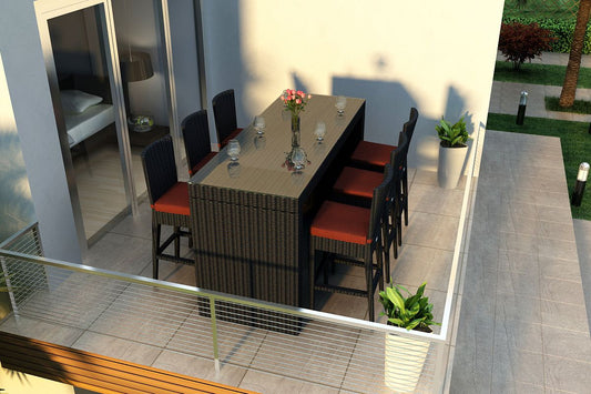 Harmonia Living - Urbana 7 Piece Bar Set - Canvas Henna | HL-URBN-CB-7BS-HN