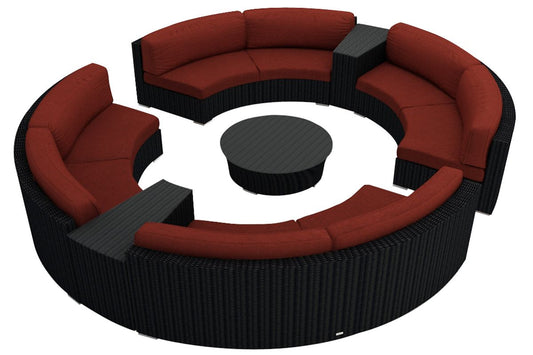 Harmonia Living - Urbana 7 Piece Curve Sectional Set - Canvas Henna | HL-URBN-CB-7CSEC-HN