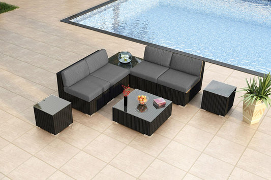 Harmonia Living - Urbana 8 Piece 4-Seat Sectional Set - Canvas Charcoal | HL-URBN-CB-8M4SEC-CC