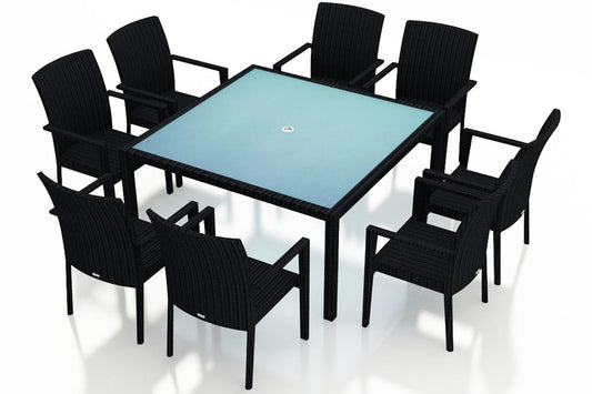 Harmonia Living - Urbana 9 Piece Square Arm Dining Set - No Cushions | HL-URBN-CB-9ASDS-NC