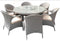 HomeRoots Furniture Outdoor Dining Set Gray HomeRoots Furniture - Gray 7-Piece Outdoor Round Table Dining Set with Cushion (372325) | 221.91" x 53.82" x 24.96"