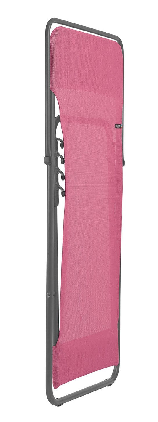 HomeRoots Outdoors Beach Chairs Begonia / Frame: powder coated finish (100% polyester powder Folding Sling Chair - Set of 2 - Basalt Steel Frame - Begonia Fabric