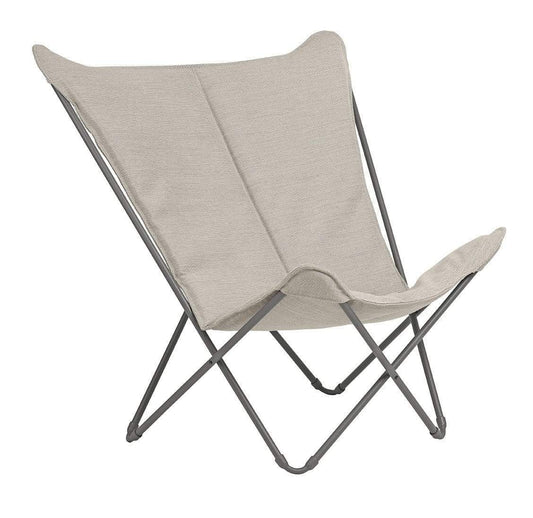 HomeRoots Outdoors Beach Chairs Latte / Frame: Galvanized steel; Fabric: Hedona Lounge Chair - Titane Steel Frame - Latte Hedona Fabric