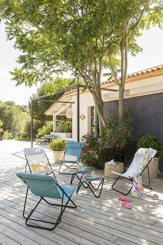 HomeRoots Outdoors Beach Chairs Seigle / Frame: powder coated finish (100% polyester powder Folding Sling Chair - Set of 2 - Basalt Steel Frame - Seigle Fabric