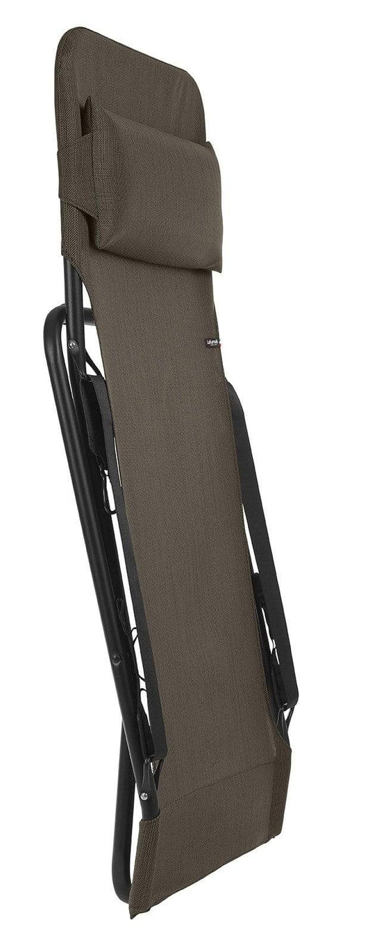 HomeRoots Outdoors Beach Chairs Wood / Frame: powder coated finish (100% polyester powder Folding Sling Chair - Black Steel Frame - Wood Fabric