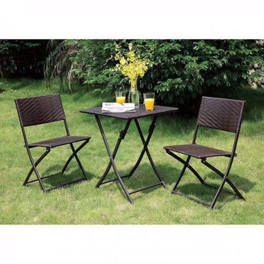 HomeRoots Outdoors Bistro Set Espresso / Aluminum Cottage Style 3-Pc Patio Set, Expresso