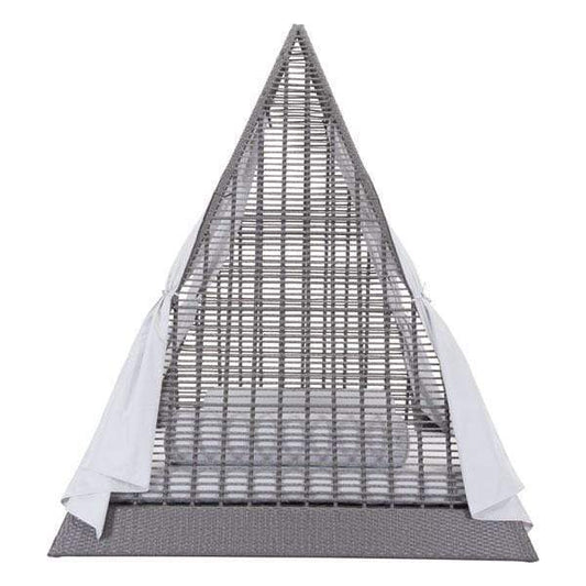 HomeRoots Outdoors Day Bed Gray & Light Gray / Synthetic Weave + Sunproof Fabric 77" X 79" X 9" Gray And Light Gray Albany Daybed