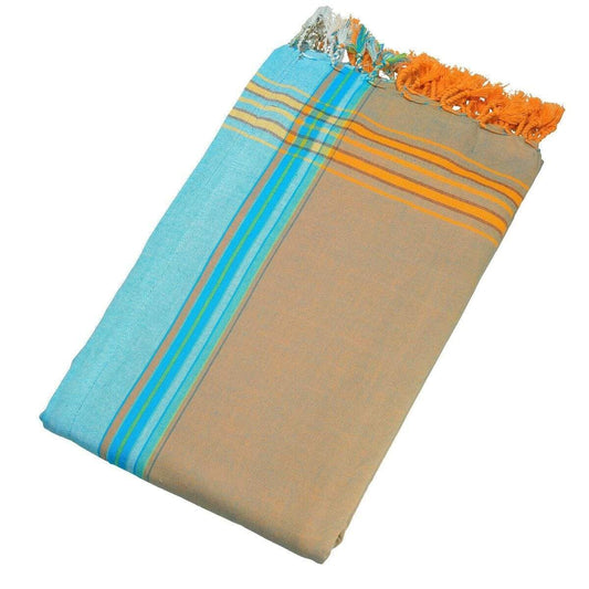 HomeRoots Outdoors Home Decor > Throws Brown / Cotton, Towel, Polyester 0.82" X 1.31" X 0.07" Gange Cotton, Polyester Kikoy-Towel