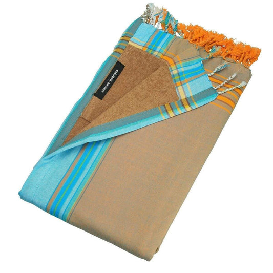 HomeRoots Outdoors Home Decor > Throws Brown / Cotton, Towel, Polyester 0.82" X 1.31" X 0.07" Gange Cotton, Polyester Kikoy-Towel