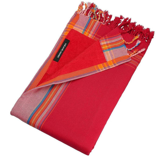 HomeRoots Outdoors Home Decor > Throws Fuchsia / Cotton, Towel, Polyester 0.82" X 1.31" X 0.07" Saint Laurent Cotton, Polyester Kikoy-Towel