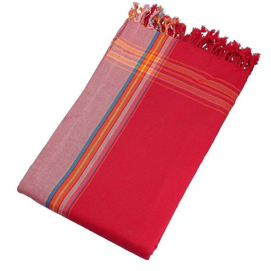 HomeRoots Outdoors Home Decor > Throws Fuchsia / Cotton, Towel, Polyester 0.82" X 1.31" X 0.07" Saint Laurent Cotton, Polyester Kikoy-Towel