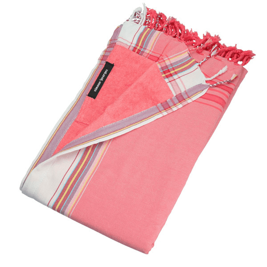 HomeRoots Outdoors Home Decor > Throws Pink / Cotton, Towel, Polyester 0.82" X 1.31" X 0.07" Daiquiri Fraise Cotton, Polyester Kikoy-Towel