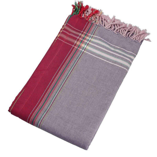 HomeRoots Outdoors Home Decor > Throws Purple / Cotton, Towel, Polyester 0.82" X 1.31" X 0.07" Kir Cassis Cotton, Polyester Kikoy-Towel