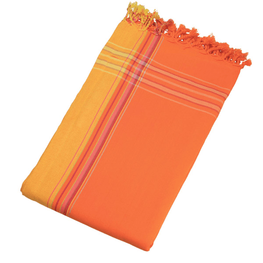 HomeRoots Outdoors Home Decor > Throws Red/Orange / Cotton, Towel, Polyester 0.82" X 1.31" X 0.07" Spritz Cotton, Polyester Kikoy-Towel